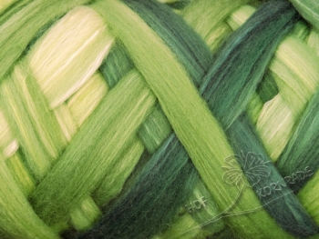 Austr. Merino Schaf Kammzug „Wald“ Floating Colour – Seidenmischung 500g