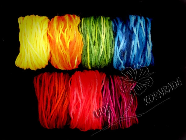 Yarn, unspun - Floating Colour Mix, 7 Colours 20g
