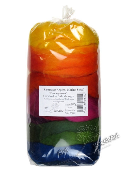 Australisches Merino Schaf Kammzug Farbzusammenstellung Floating Colour 100g - Sonderposten