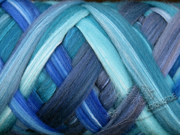 Aust. Merino sheep wool "Ocean" Floating Color - 100g silk blend